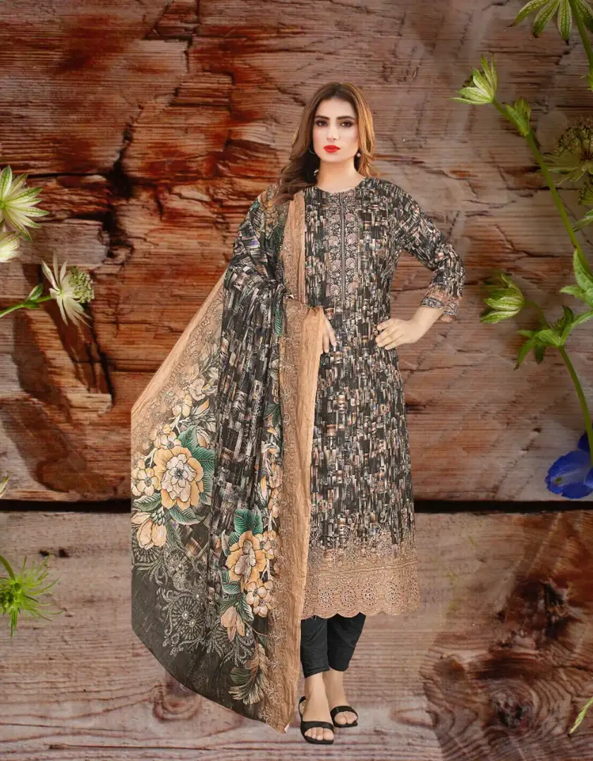 Unstitched Printed 3 Piece Lawn Suit with Printed Pure cotton Dupatta D-2508
