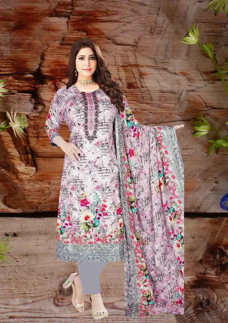 Unstitched Printed 3 Piece Lawn Suit with Printed Pure cotton Dupatta D-2511