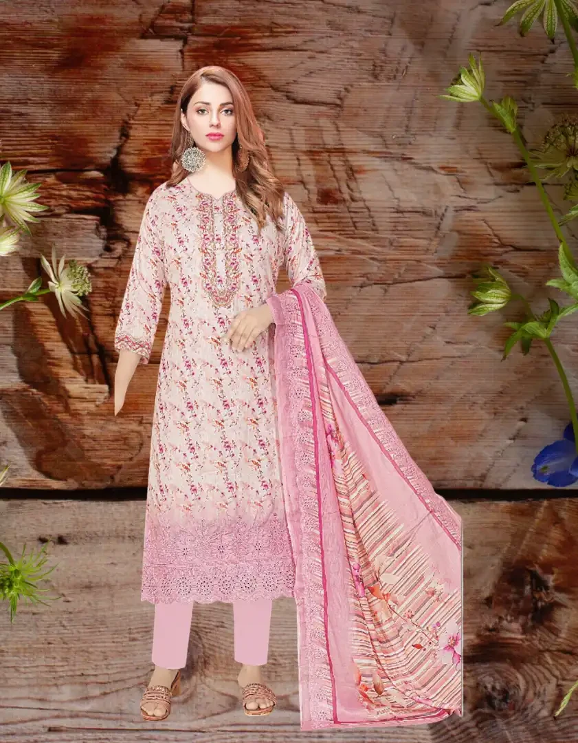 Unstitched Printed 3 Piece Lawn Suit with Printed Pure cotton Dupatta D-2501