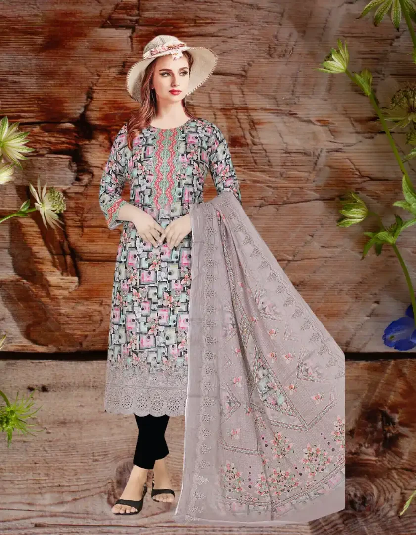 Unstitched Printed 3 Piece Lawn Suit with Printed Pure cotton Dupatta D-2502